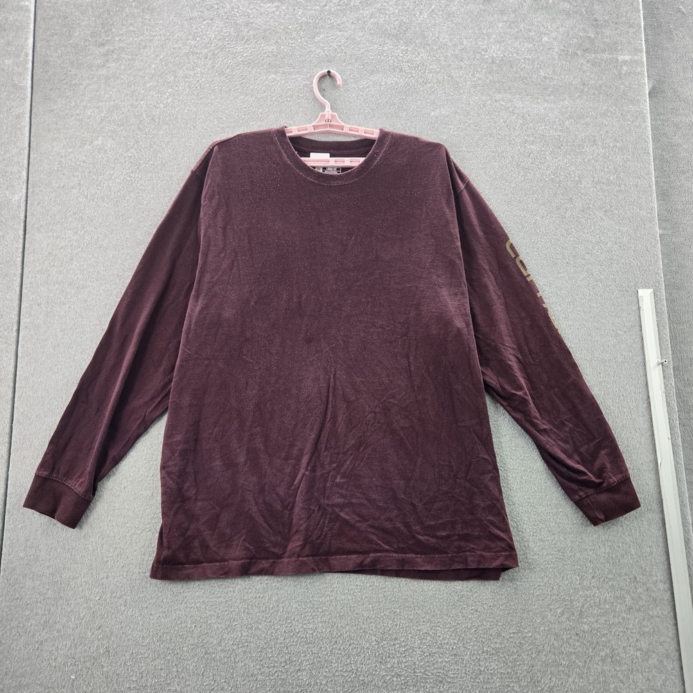 Carhartt Men Shirt 2XL Burgundy K231 Long Sleeve Pocket Shirt Logo Loose